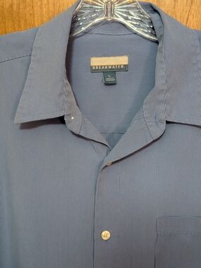 Breakwater Men's Casual Blue Micro-Stripe Button-Down Shirt